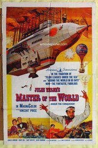 b303 MASTER OF THE WORLD one-sheet movie poster '61 Jules Verne, Price