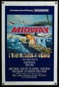 b311 MIDWAY one-sheet movie poster '76 Charlton Heston, Henry Fonda