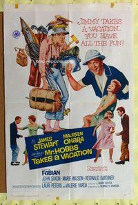 b321 MR HOBBS TAKES A VACATION one-sheet movie poster '62 Jimmy Stewart