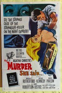 b323 MURDER SHE SAID one-sheet movie poster '61 Agatha Christie classic!