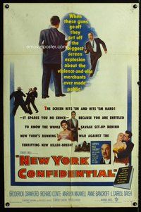 b330 NEW YORK CONFIDENTIAL one-sheet movie poster '55 Broderick Crawford