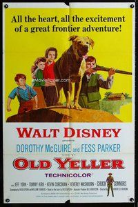b342 OLD YELLER one-sheet movie poster R65 most classic Disney canine!