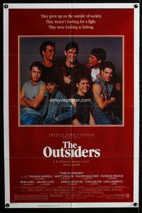 b352 OUTSIDERS one-sheet movie poster '82 Francis Ford Coppola, SE Hinton