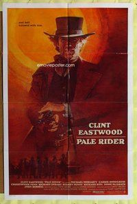b354 PALE RIDER int'l one-sheet movie poster '85 great David Grove art of Eastwood!