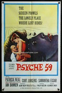 b371 PSYCHE '59 one-sheet movie poster '64 Patricia Neal, Curt Jurgens