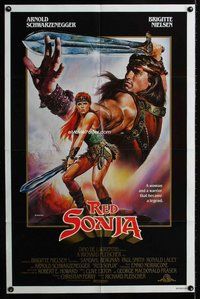 b381 RED SONJA one-sheet movie poster '85 Brigitte Nielsen, Schwarzenegger