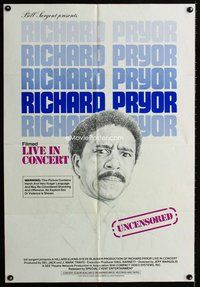 b387 RICHARD PRYOR: LIVE IN CONCERT one-sheet movie poster '79 uncensored!