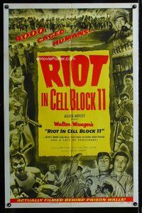 b391 RIOT IN CELL BLOCK 11 one-sheet movie poster '54 Don Siegel