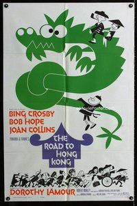 b395 ROAD TO HONG KONG one-sheet movie poster '62 Bob Hope, Bing Crosby