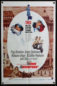 b401 ROME ADVENTURE one-sheet movie poster '62 Donahue, Angie Dickinson