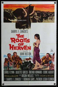 b402 ROOTS OF HEAVEN one-sheet movie poster '58 Errol Flynn, Julie Greco