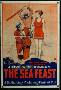 b415 SEA FEAST one-sheet movie poster '20s great stone litho image!