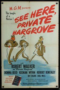 b417 SEE HERE PRIVATE HARGROVE style C one-sheet movie poster '44 Walker