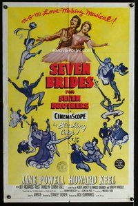 b421 SEVEN BRIDES FOR SEVEN BROTHERS one-sheet movie poster R62 Powell