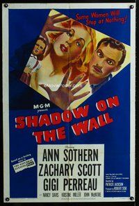 b424 SHADOW ON THE WALL one-sheet movie poster '49 Ann Sothern, film noir