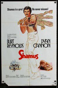 b426 SHAMUS one-sheet movie poster '73 Burt Reynolds never misses!