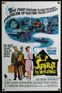 b438 SPIRIT IS WILLING one-sheet movie poster '67 sex life of ghosts!