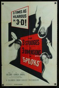 b015 SPOOKS one-sheet movie poster '53 Three Stooges w/Shemp in 3-D!