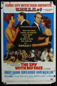 b440 SPY WITH MY FACE one-sheet movie poster '66 Vaughn, Man from UNCLE!