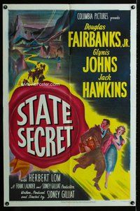 b446 STATE SECRET one-sheet movie poster '50 Fairbanks Jr, Glynis Johns