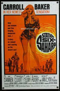 b448 STATION SIX SAHARA one-sheet movie poster '64 sexy Carroll Baker!