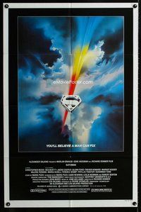 b460 SUPERMAN one-sheet movie poster '78 Bob Peak shield style artwork!