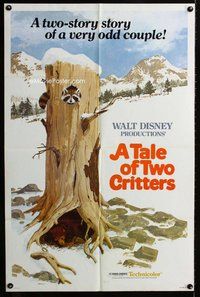 b470 TALE OF 2 CRITTERS one-sheet movie poster '77 Disney raccoon & bear!