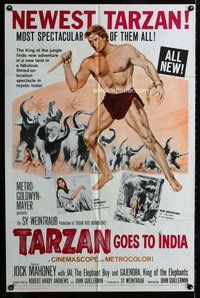b473 TARZAN GOES TO INDIA one-sheet movie poster '62 Jock Mahoney