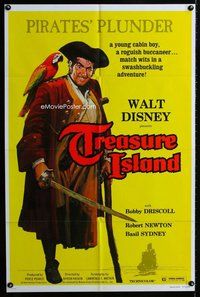 b510 TREASURE ISLAND one-sheet movie poster R75 Walt Disney pirates!