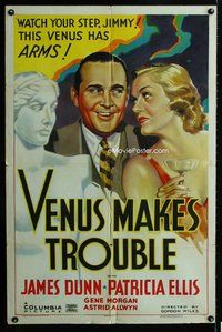 b523 VENUS MAKES TROUBLE one-sheet movie poster '37 James Dunn, Ellis