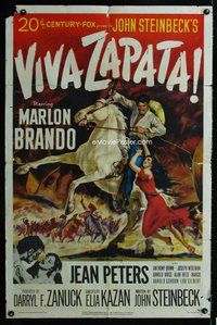b531 VIVA ZAPATA one-sheet movie poster '52 Marlon Brando, John Steinbeck