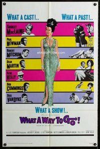 b538 WHAT A WAY TO GO one-sheet movie poster '64 Shirley MacLaine, Newman