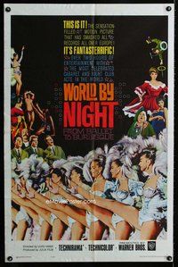 b556 WORLD BY NIGHT one-sheet movie poster '61 sexy Italian showgirls!
