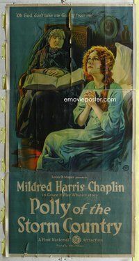 c019 POLLY OF THE STORM COUNTRY three-sheet movie poster '20 Mildred Chaplin