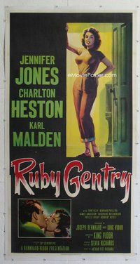 c002 RUBY GENTRY linen three-sheet movie poster '53 Jennifer Jones, Heston