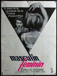 c014 MASCULINE-FEMININE French one-panel movie poster '66 Jean-Luc Godard