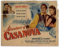 d018 ADVENTURES OF CASANOVA movie title lobby card '48 Arturo De Cordova
