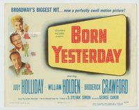 d046 BORN YESTERDAY movie title lobby card '51 Judy Holliday, Holden