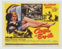 d053 CAGE OF EVIL movie title lobby card '60 sexy blonde bait, murder!