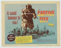 d057 CAPTIVE CITY movie title lobby card '52 John Forsythe, film noir!