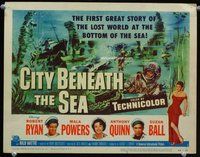 d063 CITY BENEATH THE SEA movie title lobby card '53 Robert Ryan, Quinn