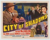 d065 CITY OF SHADOWS movie title lobby card '55 Victor McLaglen, New York!