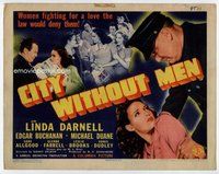 d066 CITY WITHOUT MEN movie title lobby card '42 sexy Linda Darnell!