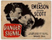 d082 DANGER SIGNAL movie title lobby card '45 Faye Emerson, film noir!