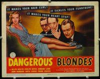d083 DANGEROUS BLONDES movie title lobby card '43 sexy Evelyn Keyes!