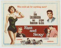 d114 FAST & SEXY movie title lobby card '60 sexy Gina Lollobrigida, de Sica