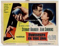 d127 FOOTSTEPS IN THE FOG movie title lobby card '55 Granger, Jean Simmons