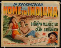 d157 HOME IN INDIANA movie title lobby card '44 sexy Jeanne Crain, Brennan