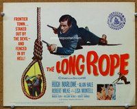 d210 LONG ROPE movie title lobby card '61 town staked out by the Devil!