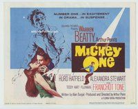 d230 MICKEY ONE movie title lobby card '65 Warren Beatty, Hurd Hatfield